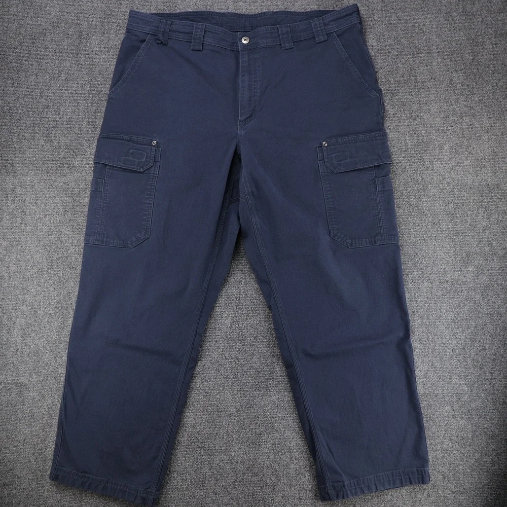 Duluth Trading Co DuluthFlex Fire Hose Mens Cargo Pants Navy Blue 42x32 (42x31)